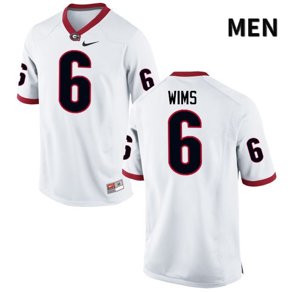 Georgia Bulldogs Men's Javon Wims #6 White Stitched College UGA Football Jersey 23XX017QO